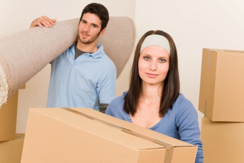 Unpacking process with neatly placed items in a new home