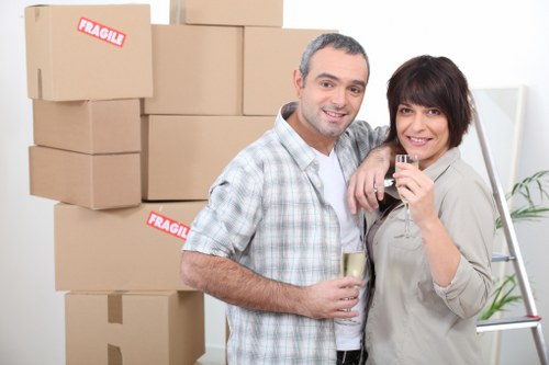 Happy family settling into their new home after a professional move